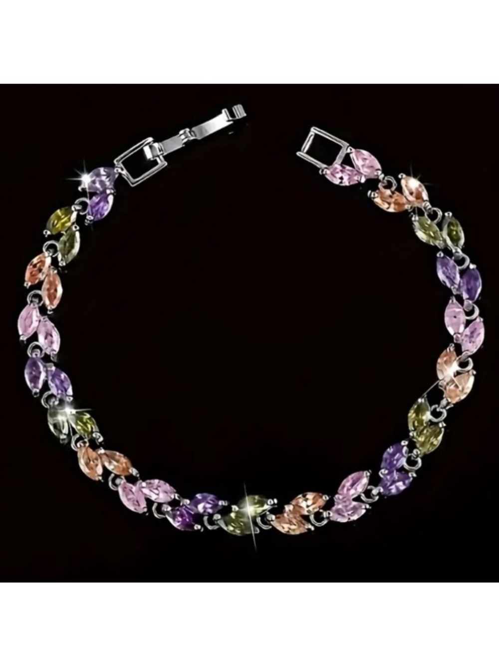 Marquise Pink Topaz Citrine Peridot & Amethyst Tennis Bracelet